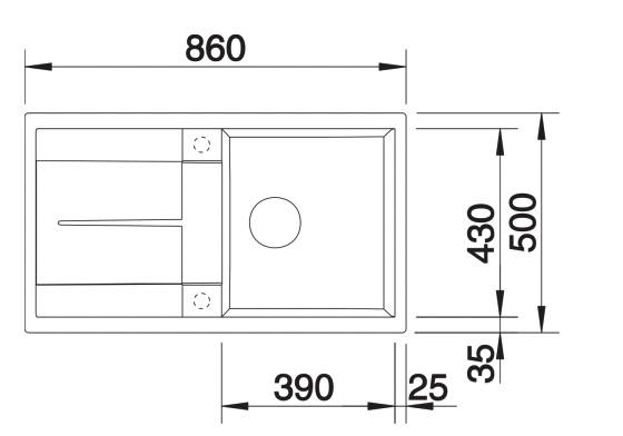 Evier 1 bassin Blanco 527109 detail 1