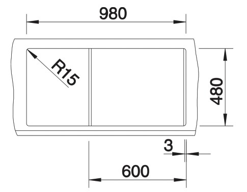 Evier 1 1/2 bassin Blanco 527117 detail 2