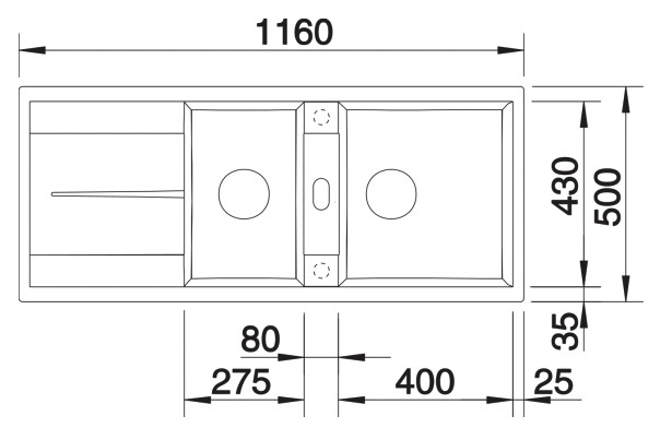 Evier 1 1/2 bassin Blanco 527120 detail 1
