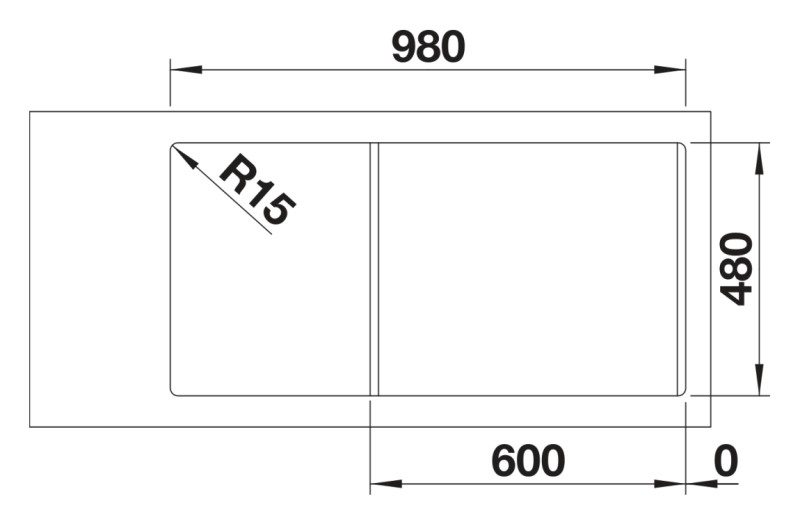 Anderhalve spoelbak Blanco 527088/** detail 2