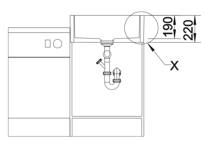 Evier 1 bassin Blanco 514486 detail 2