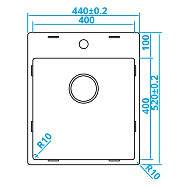 Enkele spoelbak Caressi CABLPP40KR10 detail 1
