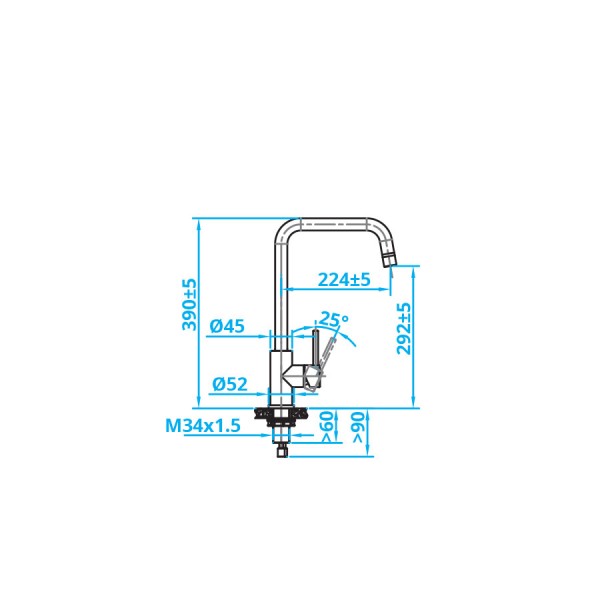 Robinet mono-commande Caressi CA106WHECO detail 1