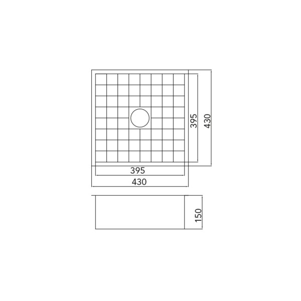 Evier 1 bassin Caressi CATO4040 detail 1