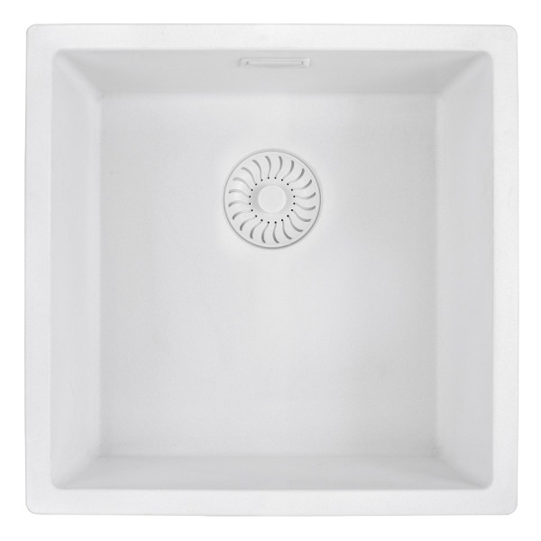 Evier 1 bassin Caressi CAGRPP40WH-FL vooraanzicht