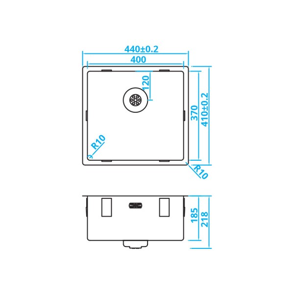 Enkele spoelbak Caressi CAPP40D37R10 detail 1