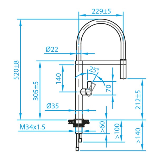 Robinet mono-commande Caressi CA112ILECO detail 1