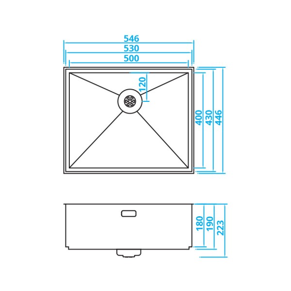 Enkele spoelbak Caressi CAPP50COMP detail 1