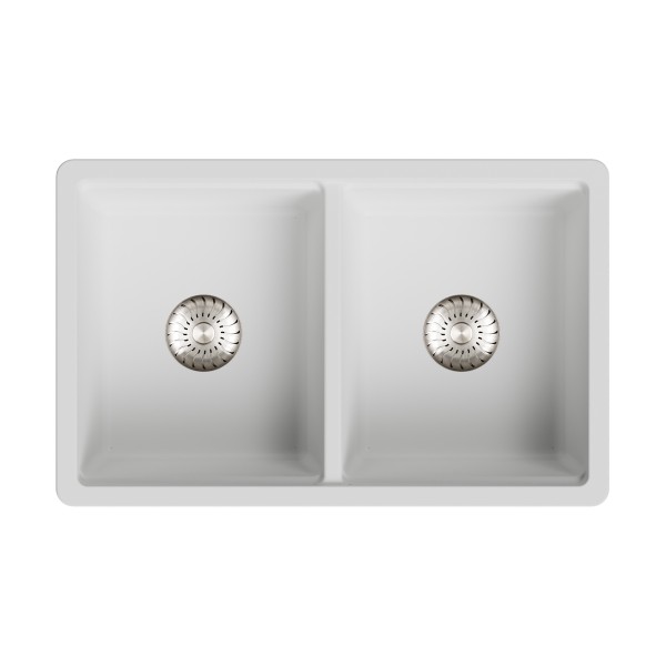 Evier 2 bassins Caressi CAGR80WH-TB vooraanzicht