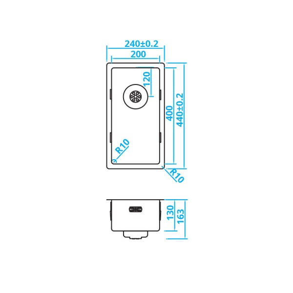 Evier 1 bassin Caressi CAPP20R10 detail 1