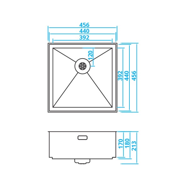Evier 1 bassin Caressi CAPP40GRA detail 1