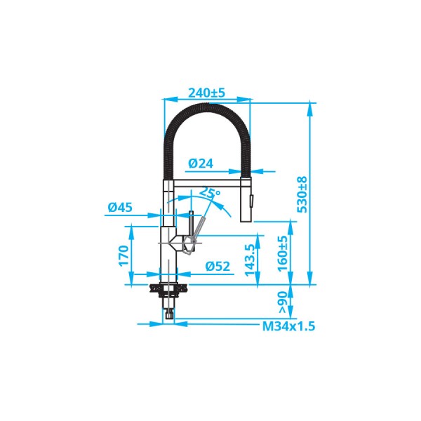 Robinet mono-commande Caressi CA117IECO detail 1
