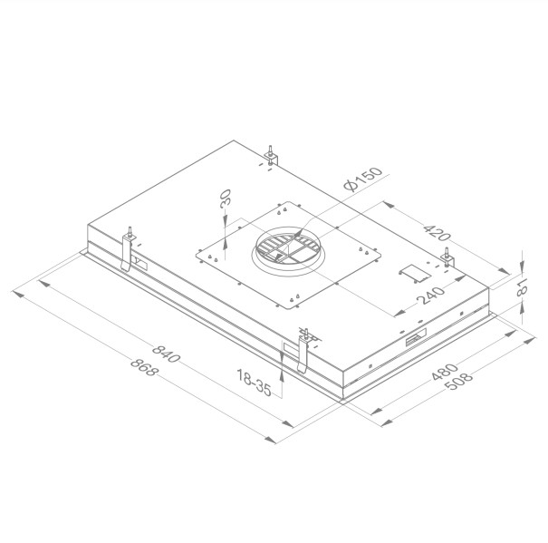 Dampkap zonder motor Novy 6839 / Novy Pure'line zonder verlichting detail 2