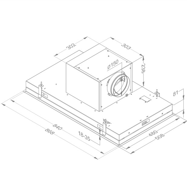Hotte groupe aspirant Novy 6834 / Novy Pure'line zonder verlichting detail 3