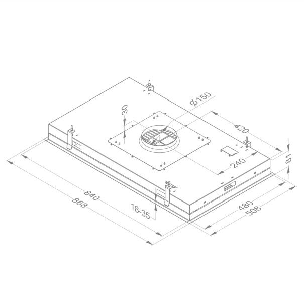 Dampkap zonder motor Novy 6836 / Novy Pure'line met verlichting detail 3