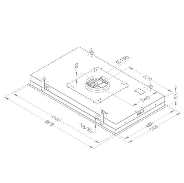 Dampkap zonder motor Novy 6838 / Novy Pure'line zonder verlichting detail 3