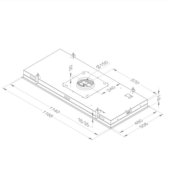 Dampkap zonder motor Novy 6845 / Novy Pure'line met verlichting detail 3