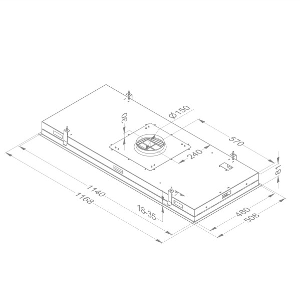 Dampkap zonder motor Novy 6849 / Novy Pure'line zonder verlichting detail 3