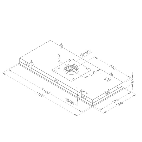 Dampkap zonder motor Novy 6848 / Novy Pure'line zonder verlichting detail 2