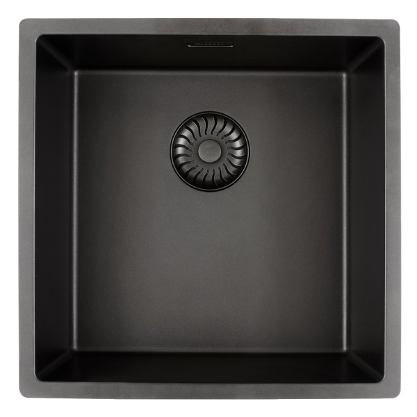 Enkele spoelbak Caressi CAGRPP40BK-FL vooraanzicht