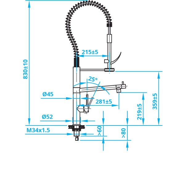 Robinet mono-commande Caressi CA113IECO detail 1