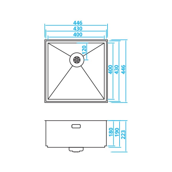 Evier 1 bassin Caressi CAPP40COMP detail 1