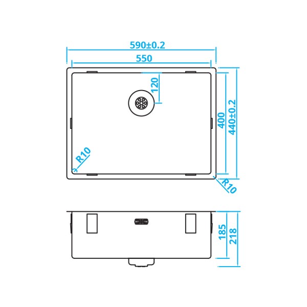 Enkele spoelbak Caressi CAPP55R10 detail 1