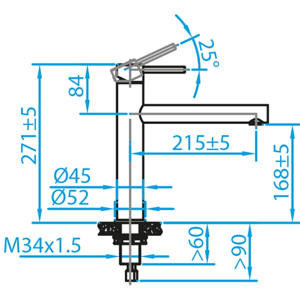 Robinet mono-commande Caressi CA116IECO detail 1
