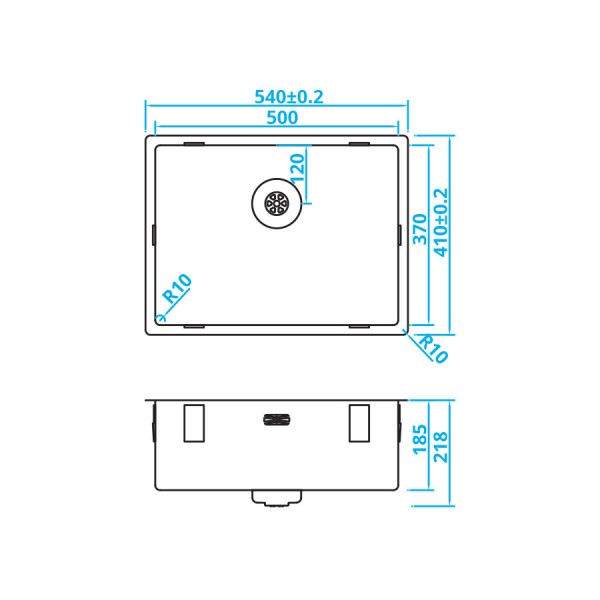 Evier 1 bassin Caressi CAPP50D37R10 detail 1