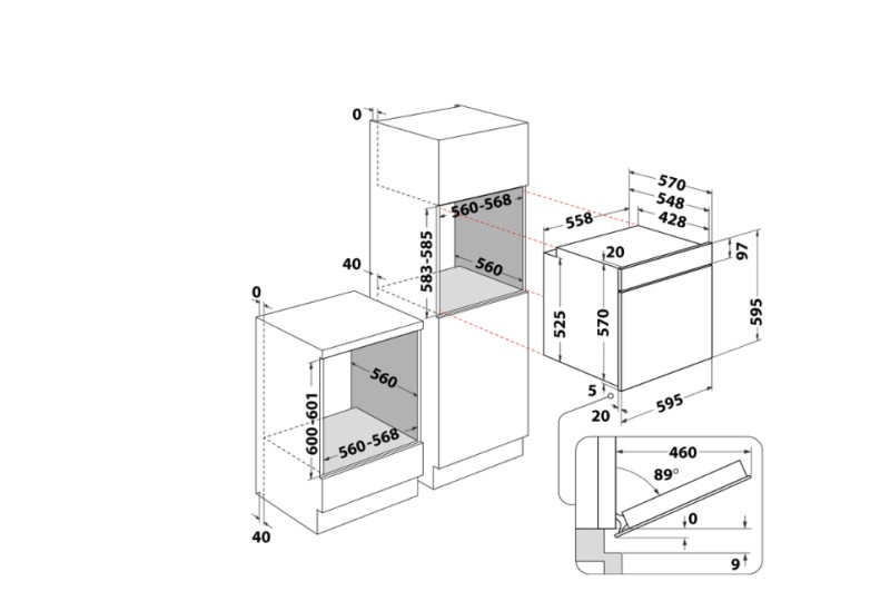 Four air pulsé/multifonction Whirlpool OMR35HR0B/zwart detail 5