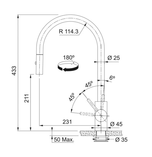 Eéngreepskraan Franke 301980 detail 2