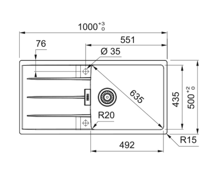 Evier 1 bassin Franke CNG611XLMB1 detail 2