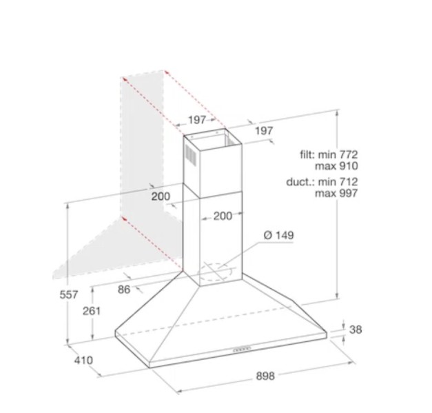 Dampkap wand/schouw Whirlpool AKR916IX3 detail 2