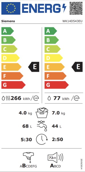 Was en droog combinatie inbouw Siemens WK14D543EU/was droog detail 4