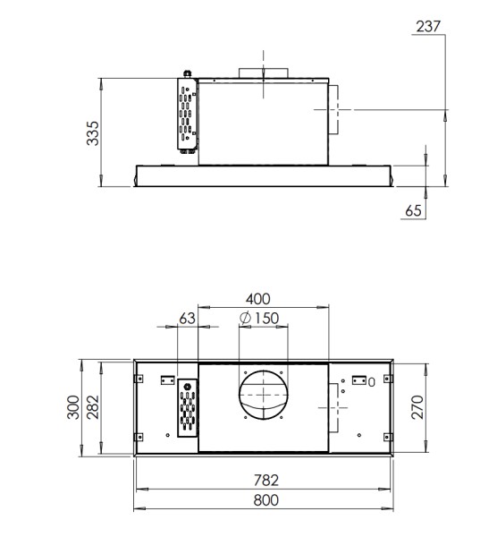 Dampkap inbouwgroep Venduro RASMALL110/RVS detail 1