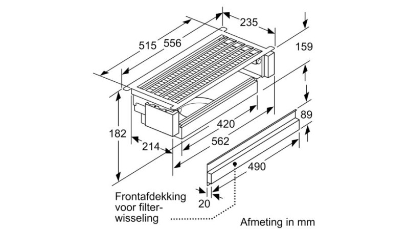 Dampkap toebehoren Bosch DWZ1IX1C6 detail 2