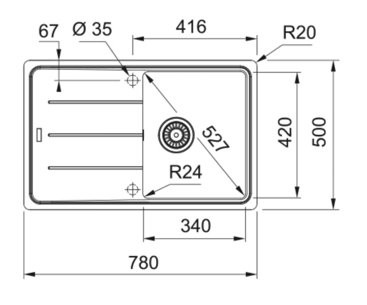Enkele spoelbak Franke BFG611KR1 detail 1