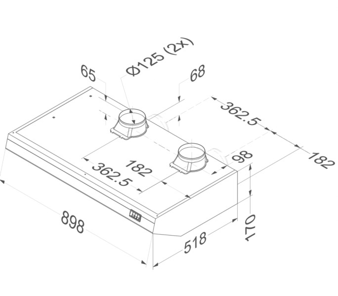 Dampkap onderbouw Novy 950 / Novy Klassieke Onderbouw detail 1