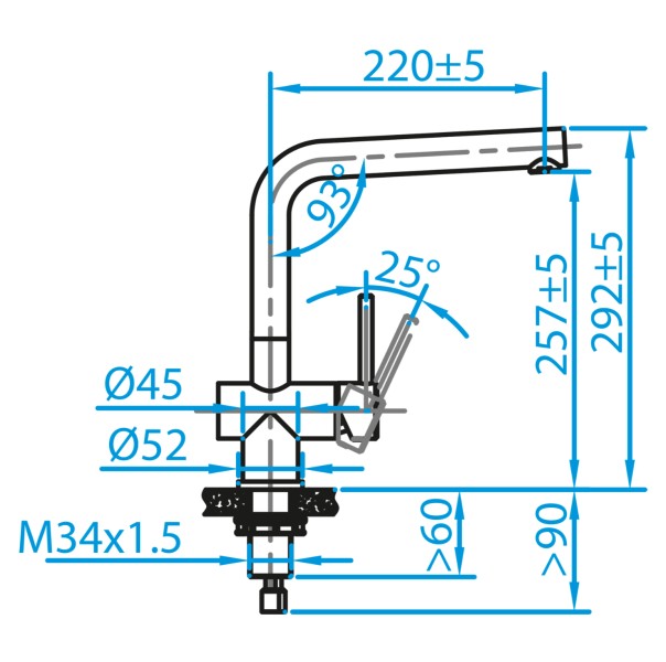 Robinet mono-commande Caressi CA108CHECO detail 1