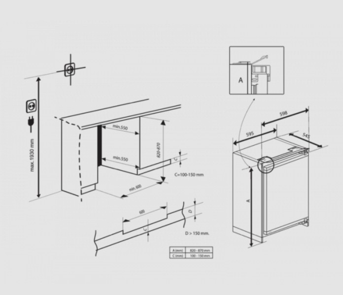 Koelkast inbouw onder werkblad Beko BU1104N detail 3
