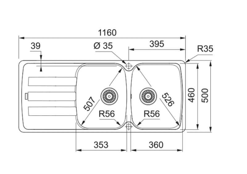 Dubbele spoelbak Franke AZG621KR1 detail 1