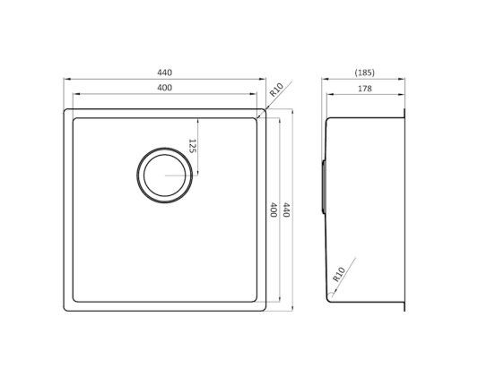 Evier 1 bassin Lorreine 40BQ-FU detail 1