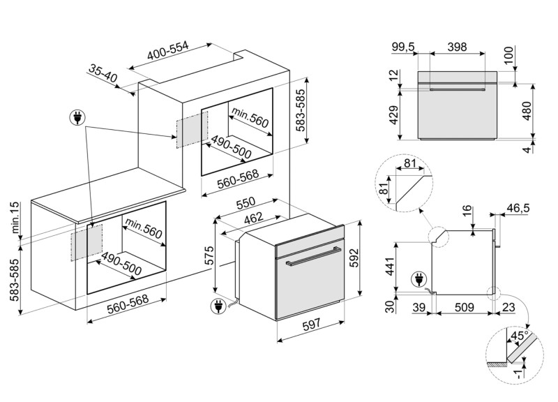 Four air pulsé/multifonction Smeg SF64M3TVX detail 1