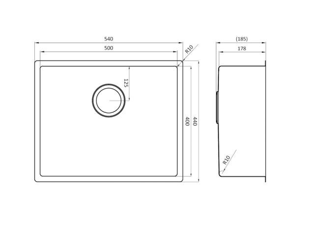 Evier 1 bassin Lorreine 50BQ-FU-INOX detail 1