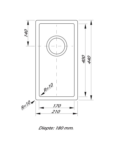 Enkele spoelbak Lorreine 17R detail 1