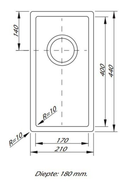 Enkele spoelbak Lorreine 17SP detail 1