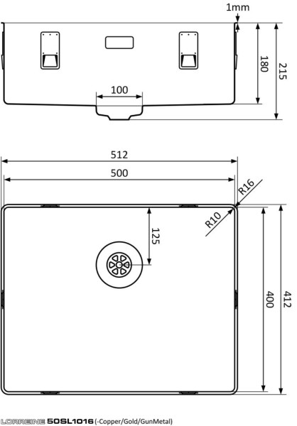 Evier 1 bassin Lorreine 50SL1016-GOLD detail 1