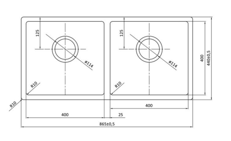 Dubbele spoelbak Lorreine 4040SP detail 1