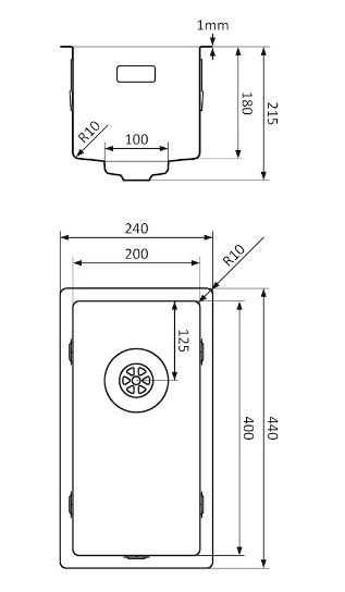 Enkele spoelbak Lorreine 20SP detail 1