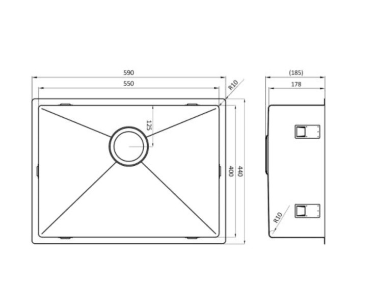 Enkele spoelbak Lorreine 55R detail 1